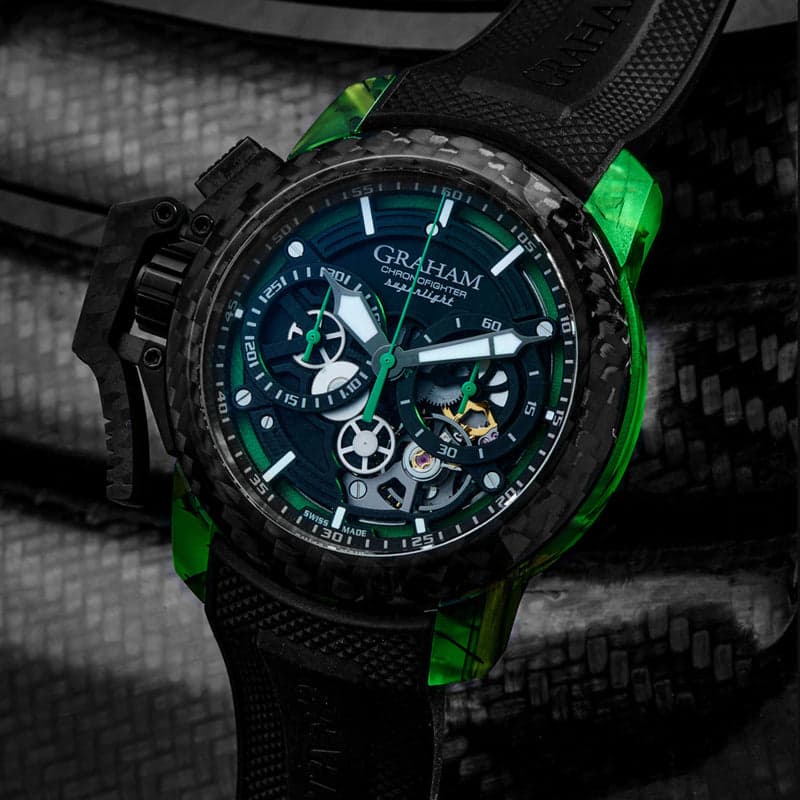 Graham Chronofighter Superlight Carbon Skeleton Translucent Green, фото 2