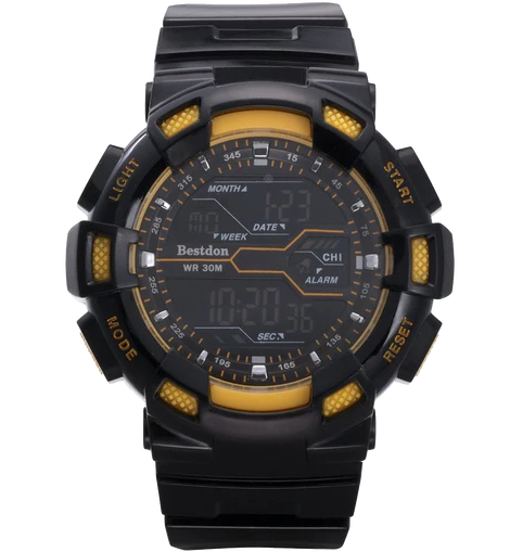 Bestdon Swiss Mens Sports Watches Digital Multifuction Display Time Yellow