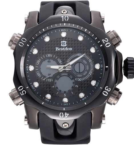 Bestdon Swiss Mens Sports Watches Quartz Analog Six Hands Black