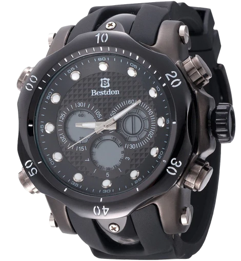 Bestdon Swiss Mens Sports Watches Quartz Analog Six Hands Black