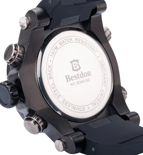 Bestdon Swiss Mens Sports Watches Quartz Analog Six Hands Black