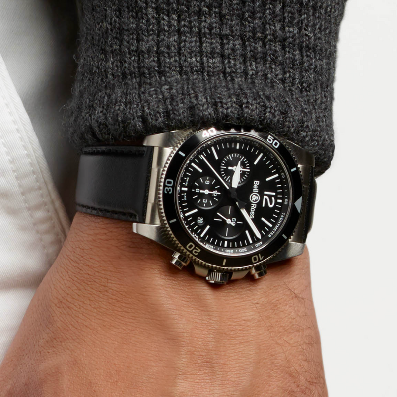 Orologio da uomo nero Bell & Ross BR V3 Vintage Xl Br V3-94