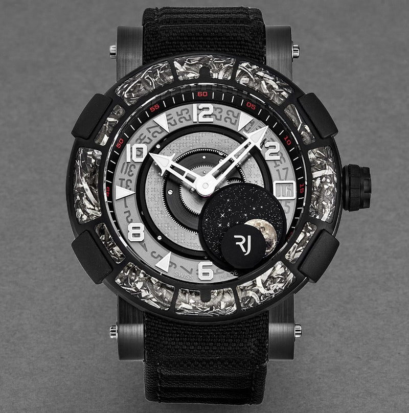 Romain Jerome Men's 1S45L.CZCR.8023.PR.ASN19 'Arraw 6919' Ceramic Moon Phase Dial Black Strap Automatic Watch