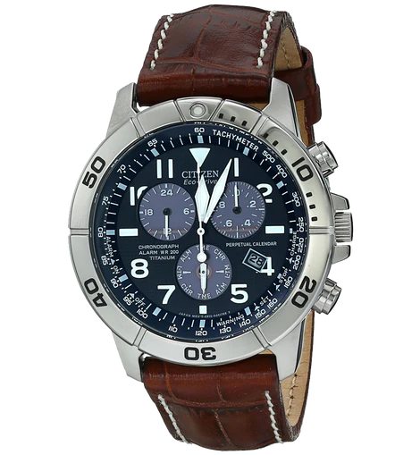 Citizen Mens BL5250 02L Titanium Eco Drive Watch with Leather Band