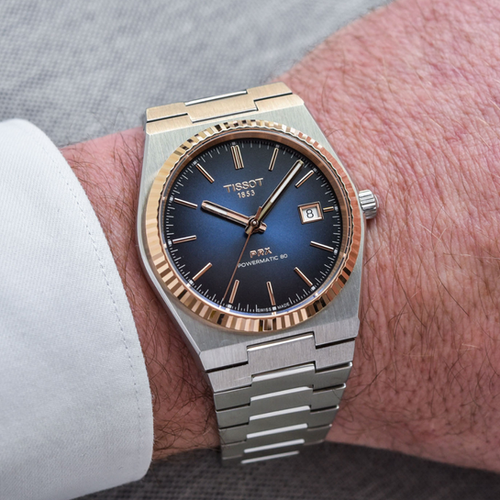 Tissot PRX 40 205 Powermatic 80 Blau / 18 Karat Roségold