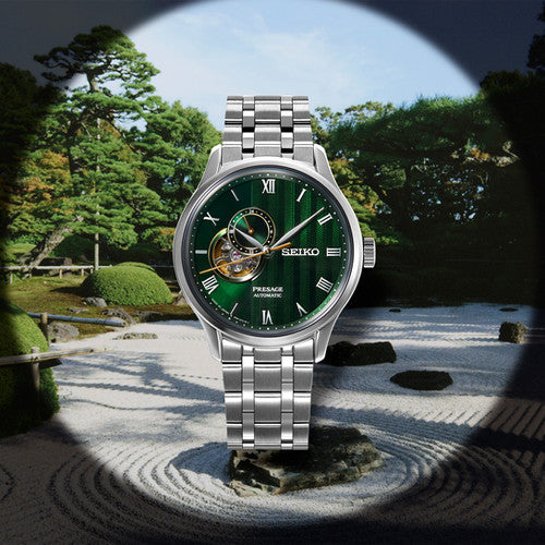 Seiko Presage Open Heart Japanese Garden Moosgrün