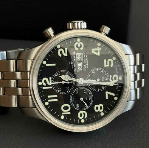Zeno Watch Oversized Pilot Chronograph Day-Date