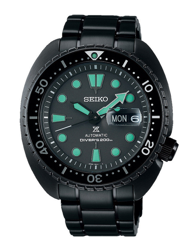 Seiko Prospex Black Series Night Vision Turtle Diver ref. SRPK43K1 — stahl Automatic watch