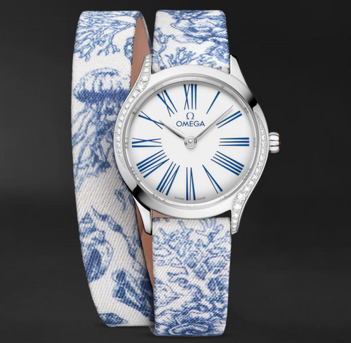 Omega Trésor 26 mm, Stahl mit „Toile de Jouy“