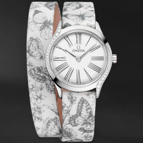 Omega De Ville Mini Trésor 26 mm, Stahl mit „Toile de Jouy“