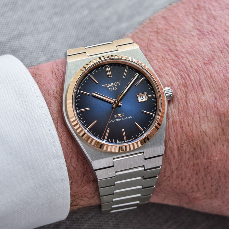 Tissot PRX 40 205 Powermatic 80 Blau / 18 Karat Roségold