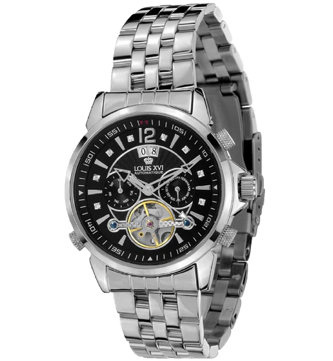 Louis XVI ATHOS Largent Noir Sapphire Mechanical Automatic Watch