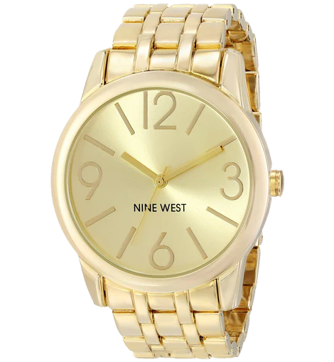 Nine West Womens NW 1578CHGB Champagne Dial Gold-Tone Bracelet Watch