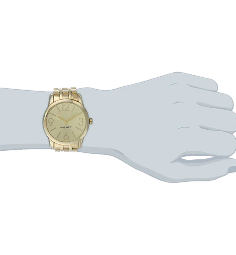 Nine West Womens NW 1578CHGB Champagne Dial Gold-Tone Bracelet Watch