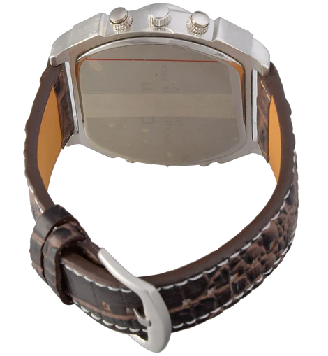 Oulm Analog Dark Brown Leather Strap Four Sub-dials Men Watch