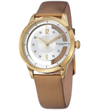Stuhrling Original Womens 946L 03 Winchester Swarovski Crystal Accented 23k Gold Layered Watch with Champagne Leather Band