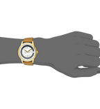 Stuhrling Original Womens 946L 03 Winchester Swarovski Crystal Accented 23k Gold Layered Watch with Champagne Leather Band