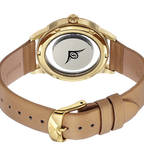 Stuhrling Original Womens 946L 03 Winchester Swarovski Crystal Accented 23k Gold Layered Watch with Champagne Leather Band